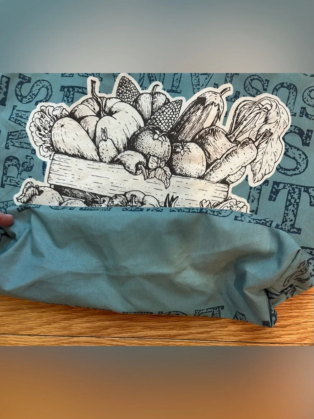Earthwise vegetables Grocery Market tote bag organic sustainable teal/cream